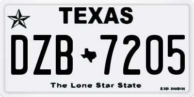 TX license plate DZB7205