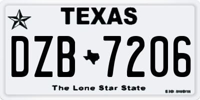 TX license plate DZB7206