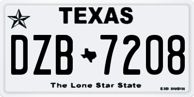 TX license plate DZB7208