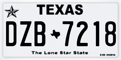 TX license plate DZB7218