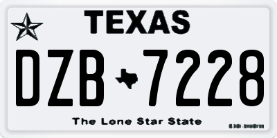 TX license plate DZB7228