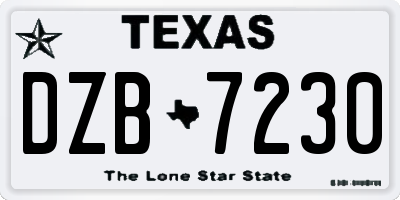 TX license plate DZB7230