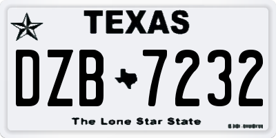 TX license plate DZB7232