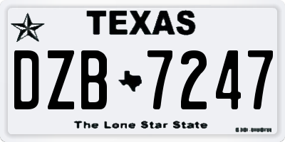 TX license plate DZB7247