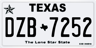 TX license plate DZB7252