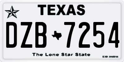 TX license plate DZB7254