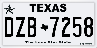 TX license plate DZB7258