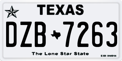 TX license plate DZB7263