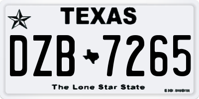 TX license plate DZB7265