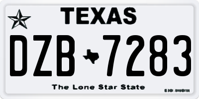 TX license plate DZB7283