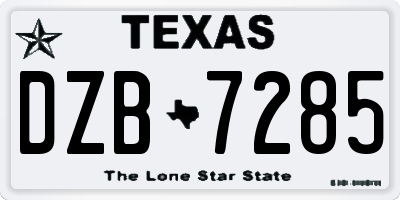 TX license plate DZB7285