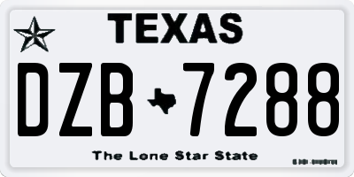 TX license plate DZB7288