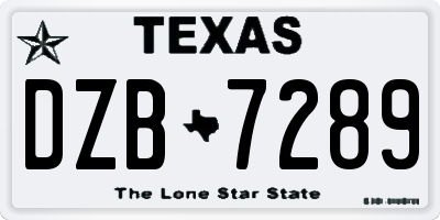 TX license plate DZB7289
