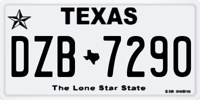 TX license plate DZB7290
