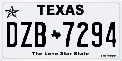 TX license plate DZB7294