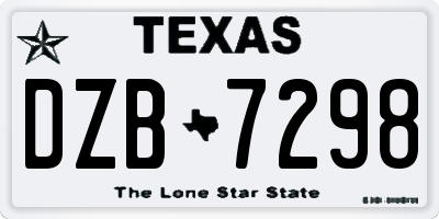 TX license plate DZB7298