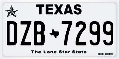 TX license plate DZB7299
