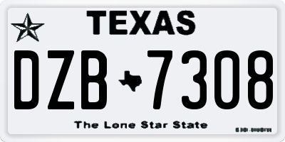 TX license plate DZB7308