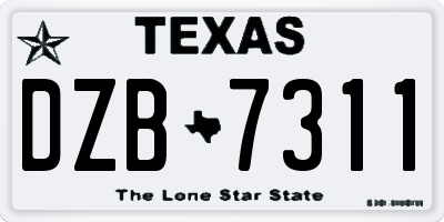 TX license plate DZB7311
