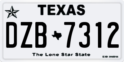 TX license plate DZB7312