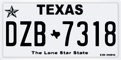 TX license plate DZB7318