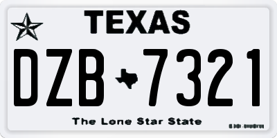 TX license plate DZB7321