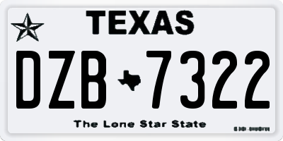 TX license plate DZB7322