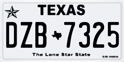 TX license plate DZB7325