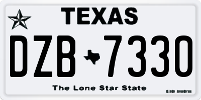 TX license plate DZB7330
