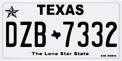 TX license plate DZB7332