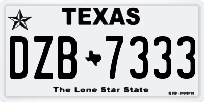 TX license plate DZB7333