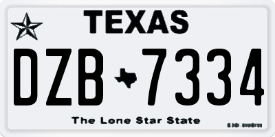 TX license plate DZB7334