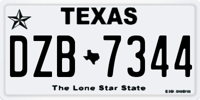 TX license plate DZB7344