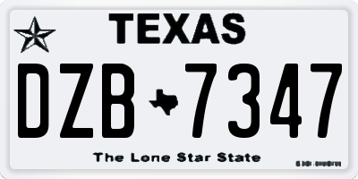 TX license plate DZB7347