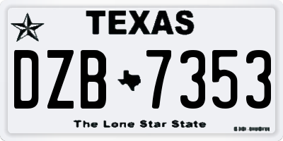 TX license plate DZB7353