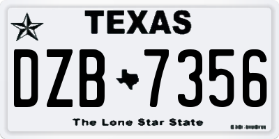 TX license plate DZB7356