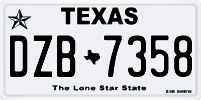 TX license plate DZB7358