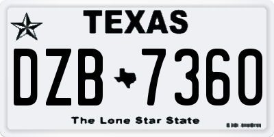 TX license plate DZB7360