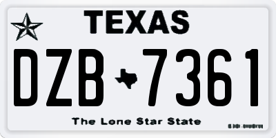 TX license plate DZB7361