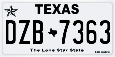 TX license plate DZB7363