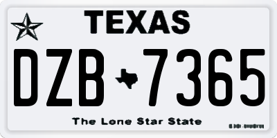 TX license plate DZB7365