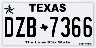 TX license plate DZB7366