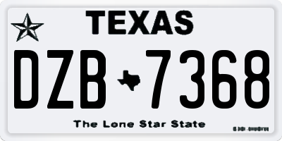 TX license plate DZB7368