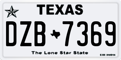 TX license plate DZB7369