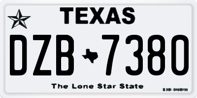 TX license plate DZB7380