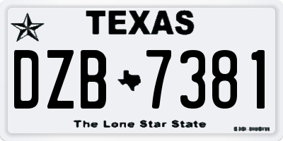 TX license plate DZB7381