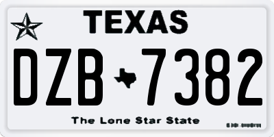 TX license plate DZB7382