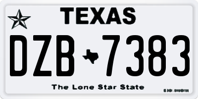 TX license plate DZB7383