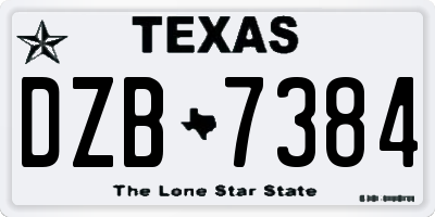 TX license plate DZB7384