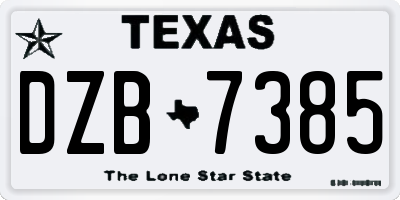 TX license plate DZB7385